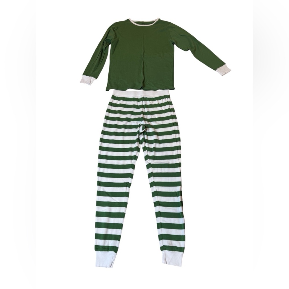 Leveret Men's 2-Piece Fall/Winter Green Striped Pajamas Size XS 100% Cotton EUC
